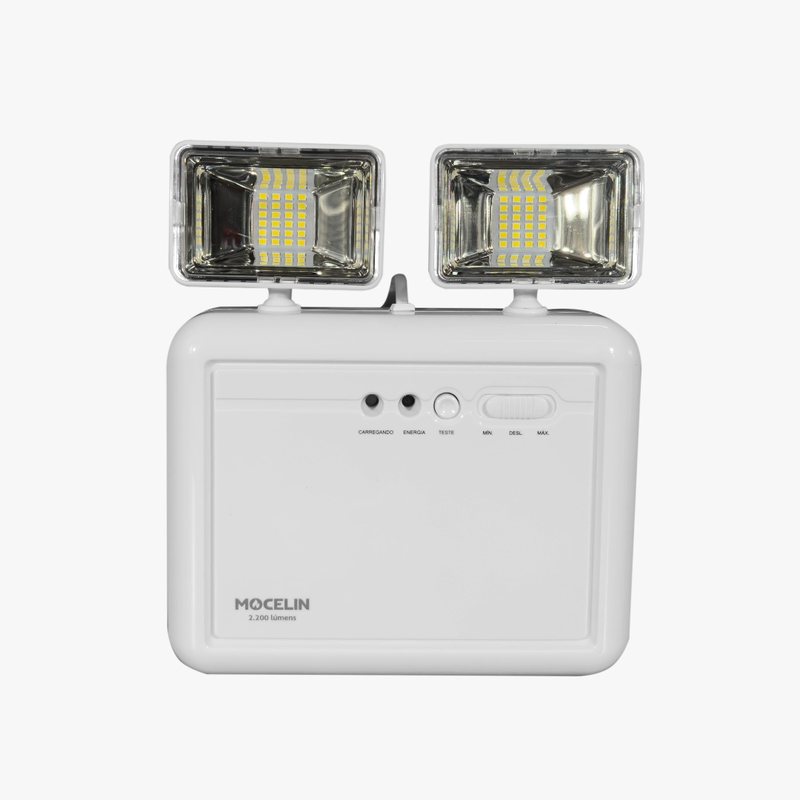 Luminária de emergência de duas cabeças com LED